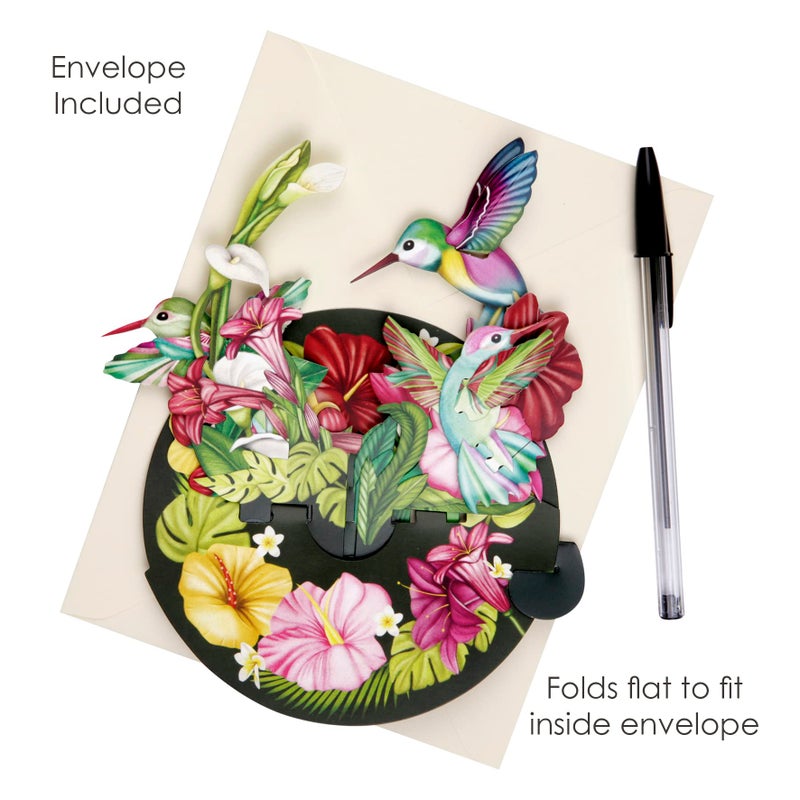 SANTORO Pirouette, 3D Pop Up Greeting Card - Hummingbirds - For Her, Mom, Wife, Sister, Daughter, Birthday, Bird Lovers | Thank You Cards For Teacher | Get Well Soon Card - Image 3